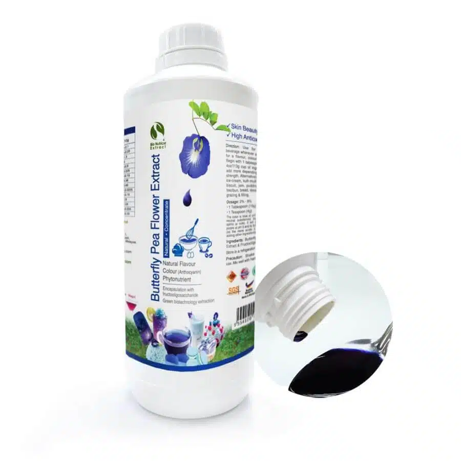 Extrait standardisé 5:1 de fleur de pois papillon (Clitoria ternatea L.) (liquide/poudre)
