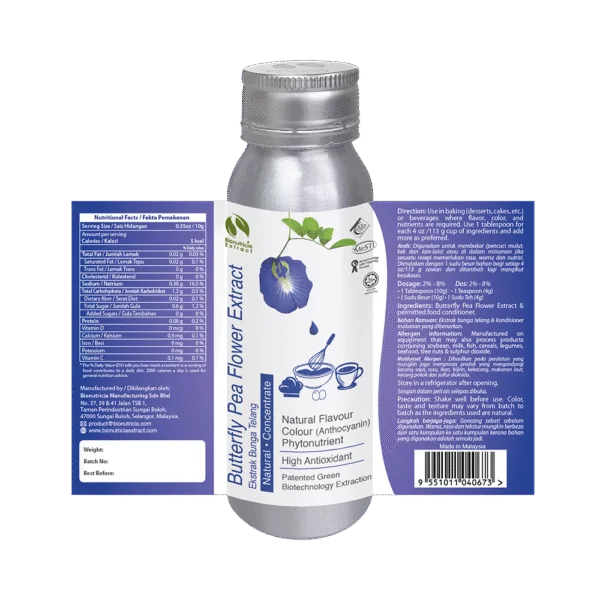 Butterfly Pea Flower 5:1 Standardized Extract (Liquid/Powder)